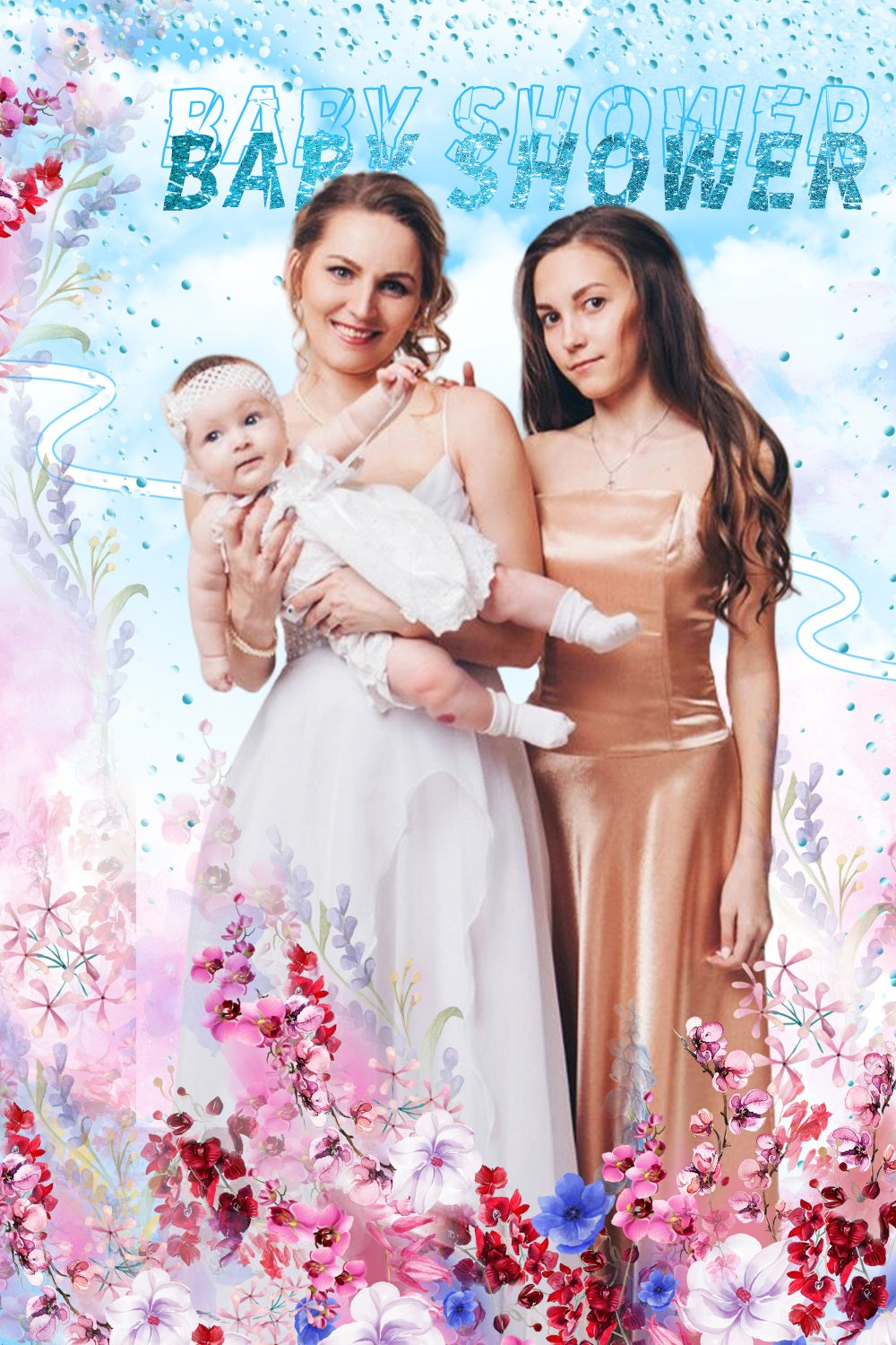 Baby Shower Mädchen Backdrop Aquarell Floral Baby Girl Custom Backdrop LXX4-207