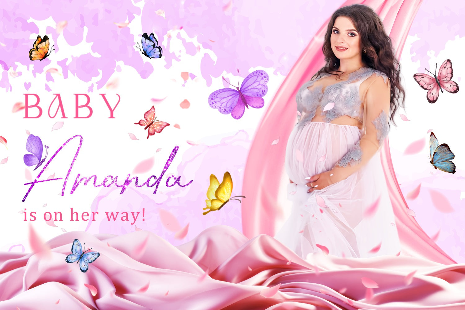 Mädchen Baby Shower Backdrop Schmetterling Garten Ankunft Personalisierte Backdrop LXX4-208