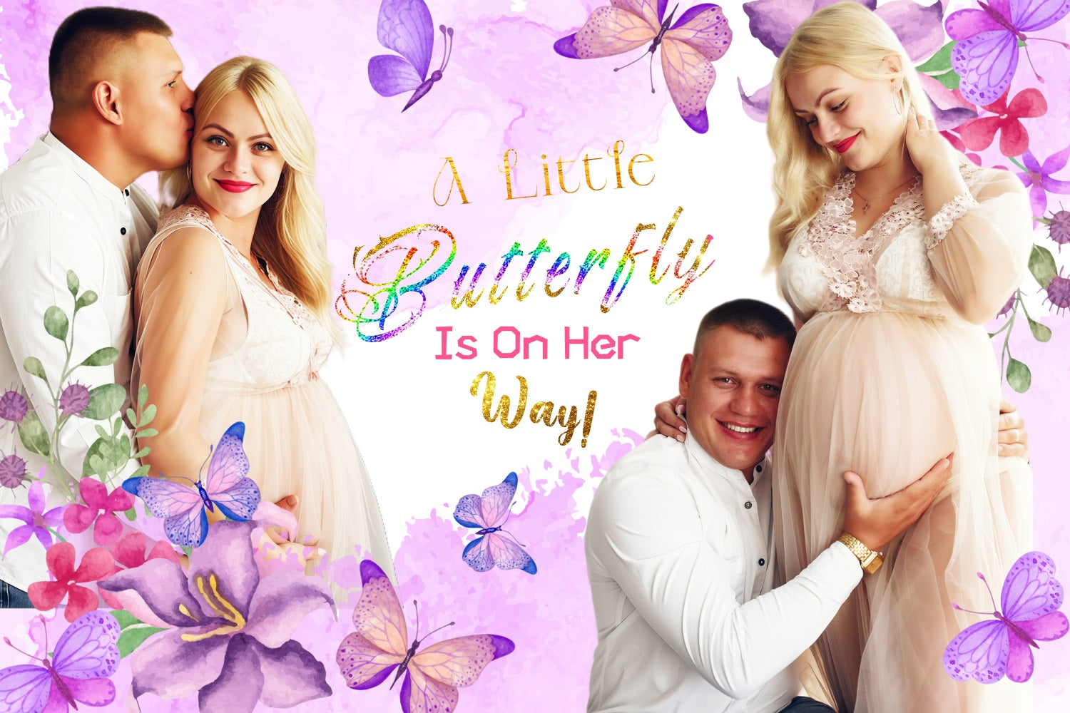 Baby Shower Backdrops für Mädchen Pastell Schmetterling Garten Customized Backdrop LXX4-209