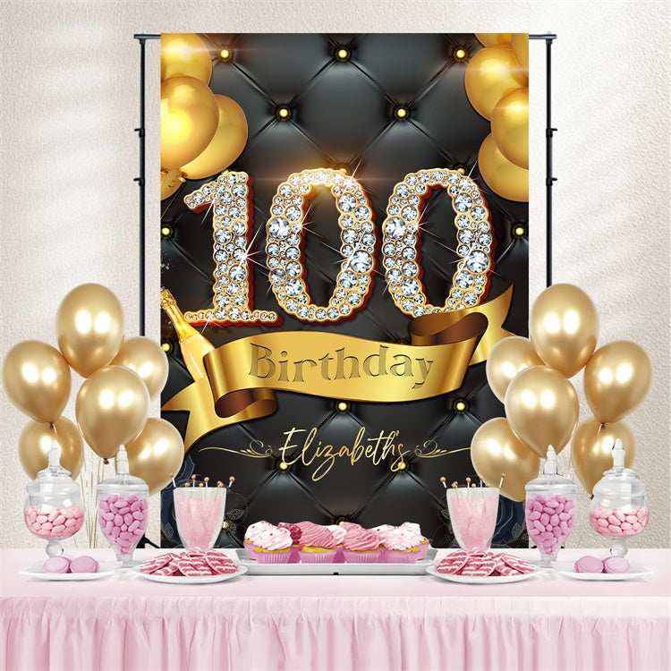 Individuelle Geburtstagskulissen Glitzernde Diamanten 100. Party Kulisse LXX4-21