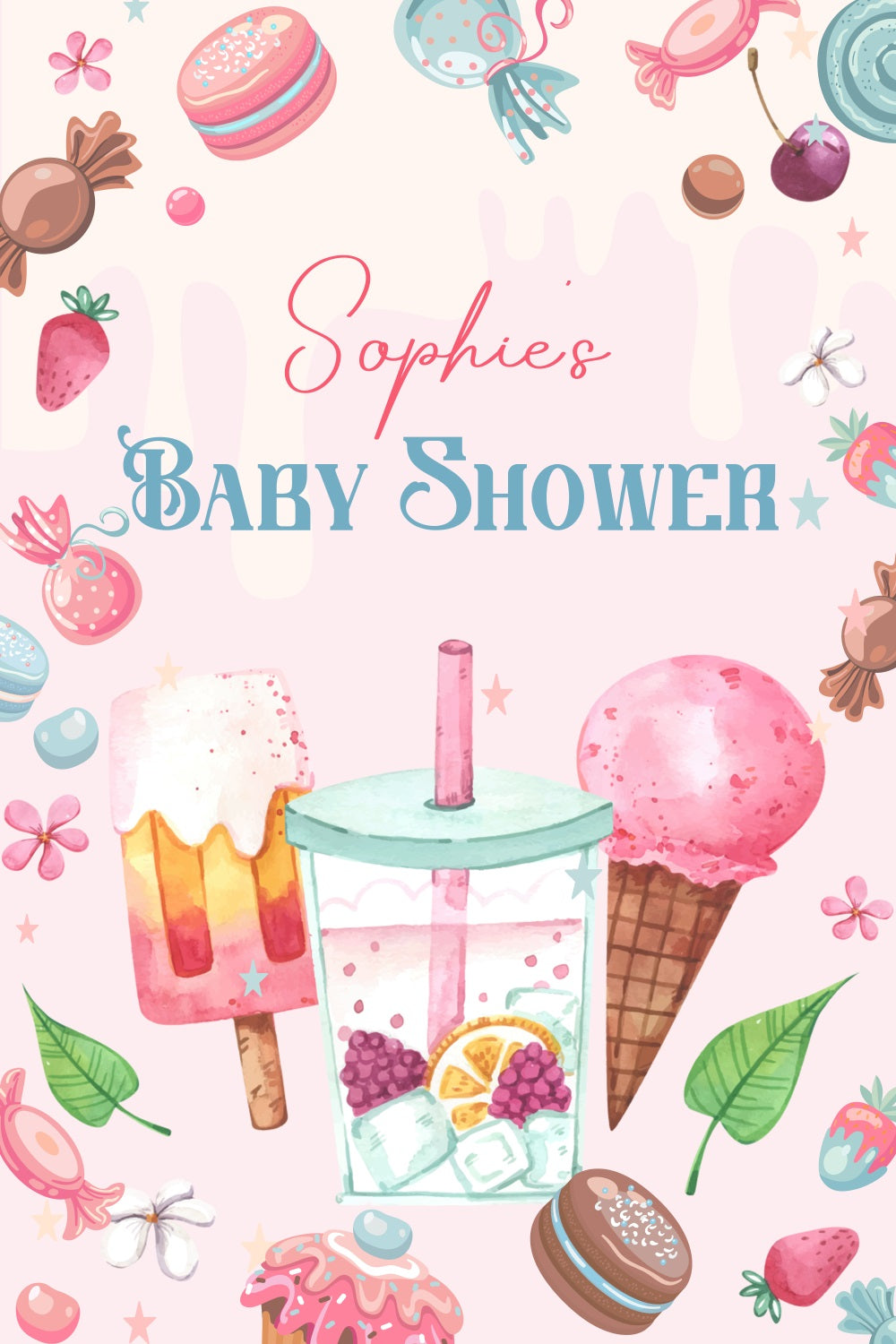 Baby Shower Fotokulisse Eiscreme Bash Personalisierte Kulisse LXX4-217