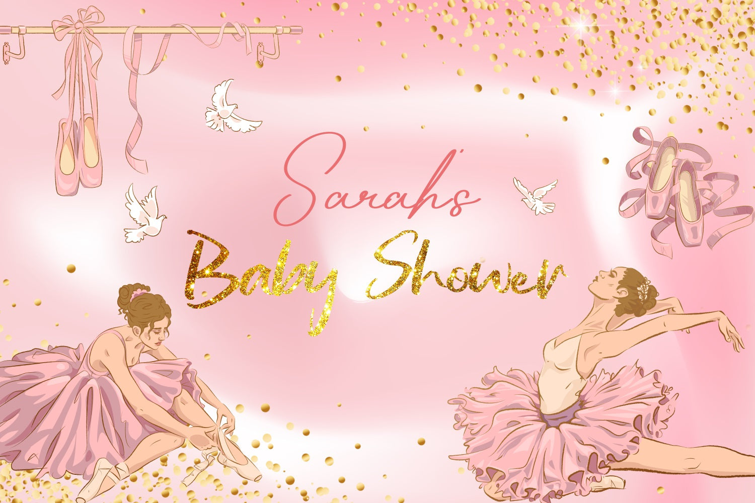 Backdrops für Baby Shower Mädchen Sparkling Ballerina Custom Backdrop LXX4-218