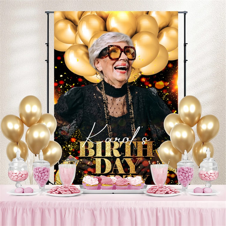 Custom Made Birthday Backdrops Goldene Luftballons Sparkle Backdrop LXX4-22