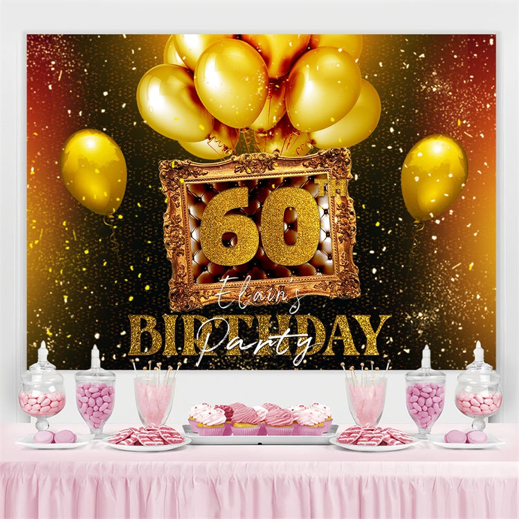 Personalisierte 60. Geburtstag Backdrop Ballon Golden Frame Backdrop LXX4-23