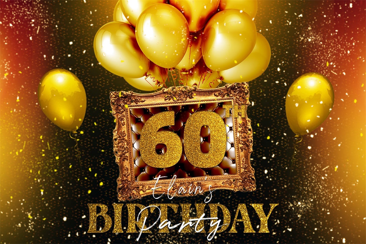 Personalisierte 60. Geburtstag Backdrop Ballon Golden Frame Backdrop LXX4-23