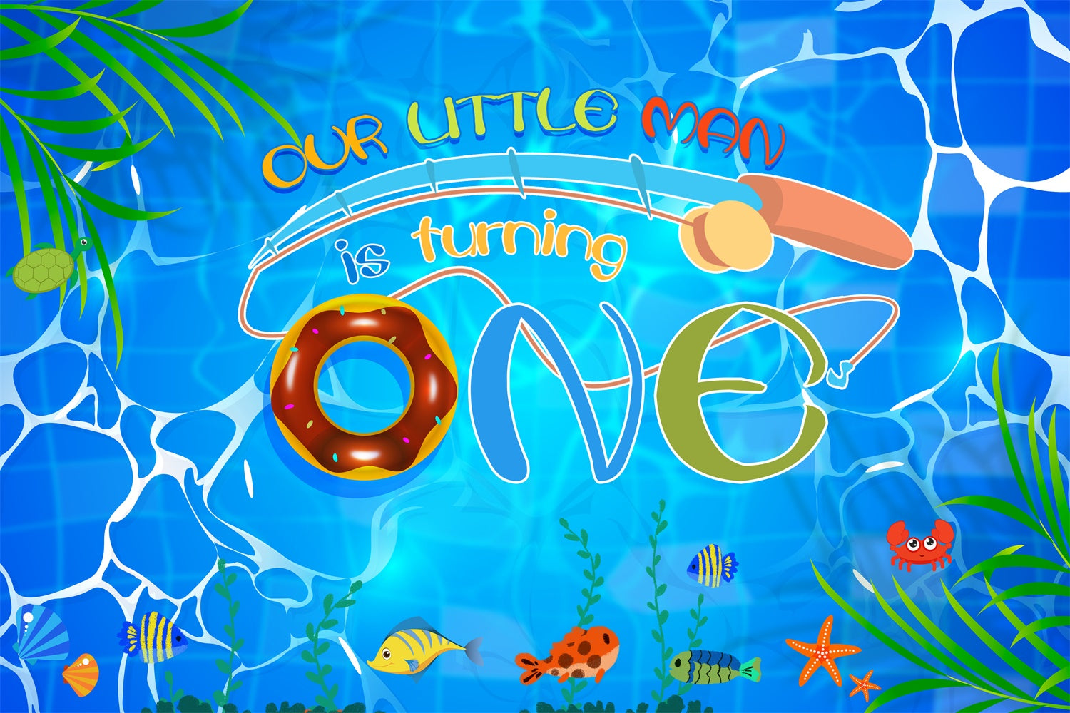 Individuelles Happy Birthday Backdrop Tropische Fische Blaues Wasser Backdrop LXX4-34