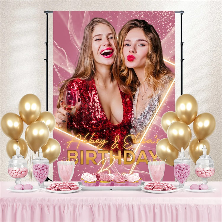 Personalisierte Backdrop für Geburtstag Rosa Konfetti Glow Backdrop LXX4-5
