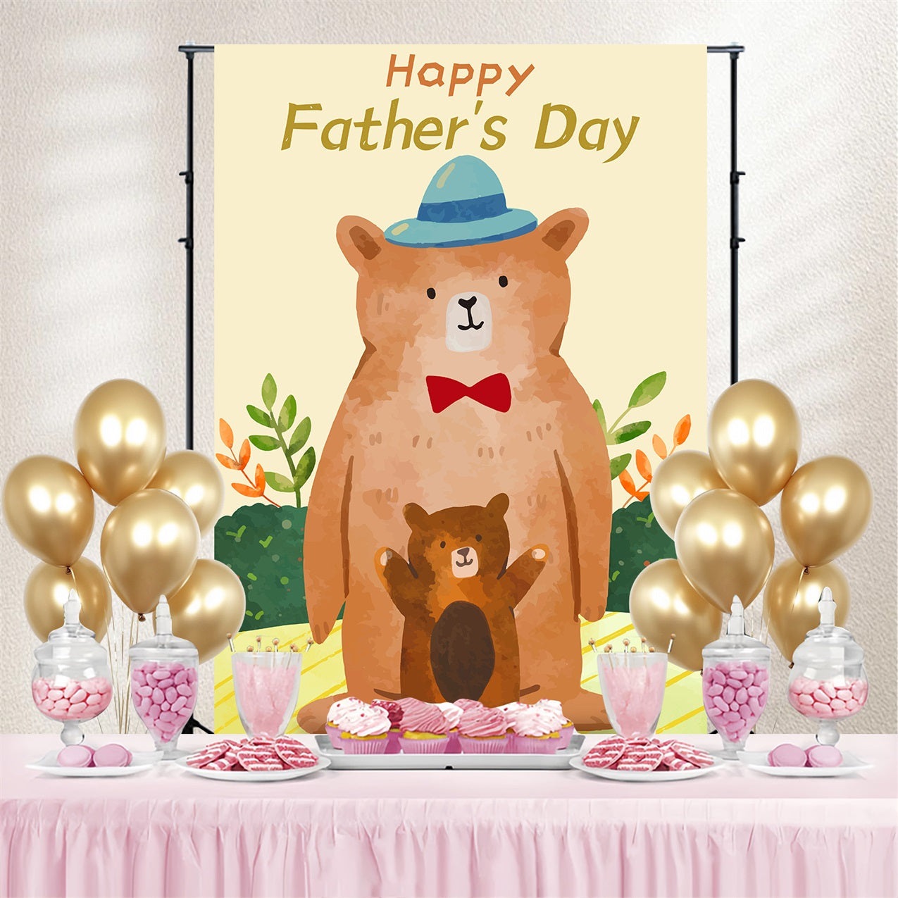 Vatertag Fotokulisse Niedliche Braunbären Personalisierte Fotokulisse LXX4-59