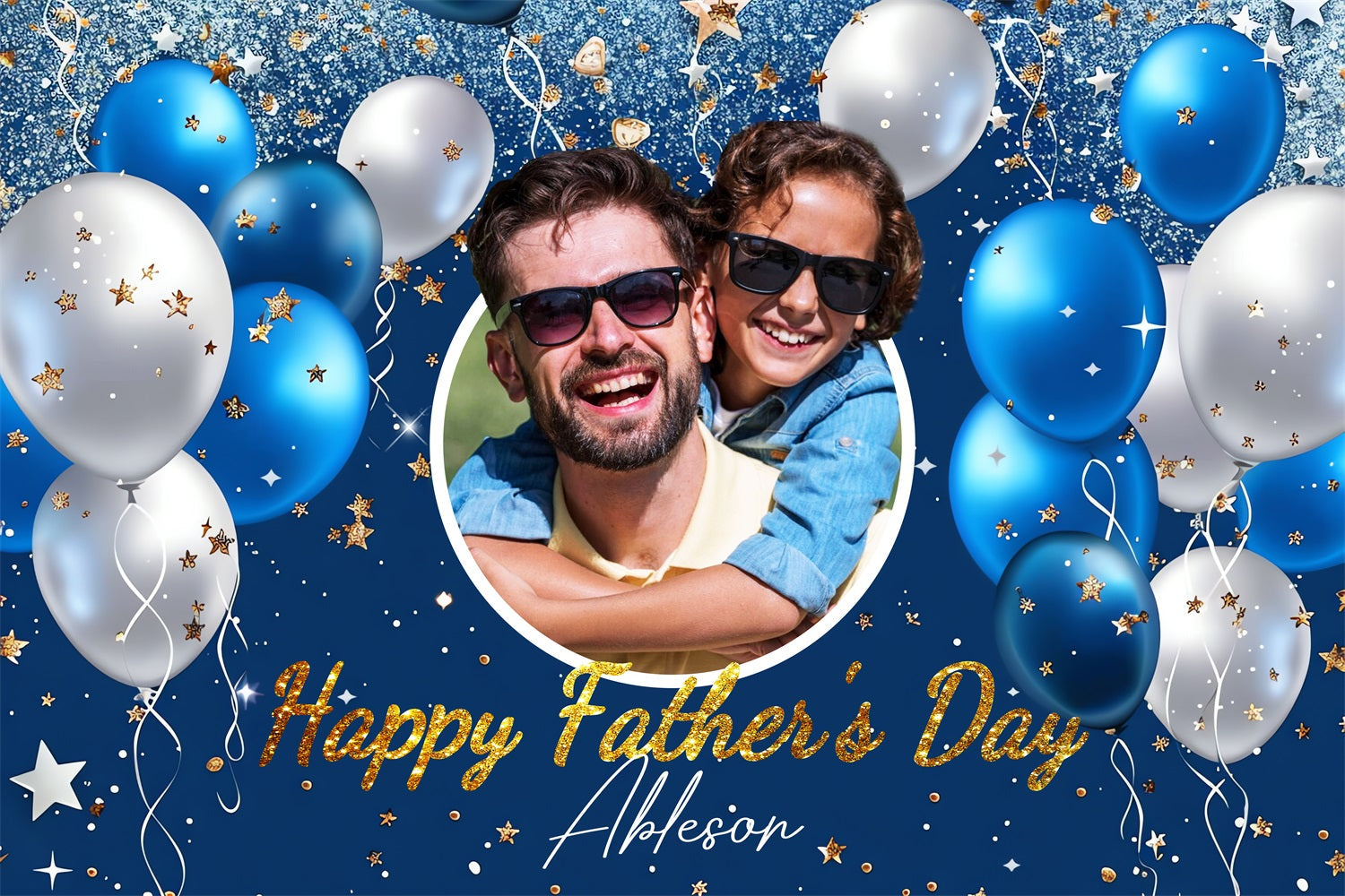 Vatertag Fotokulisse Glänzende Sterne Ballons Personalisierte Kulisse LXX4-63