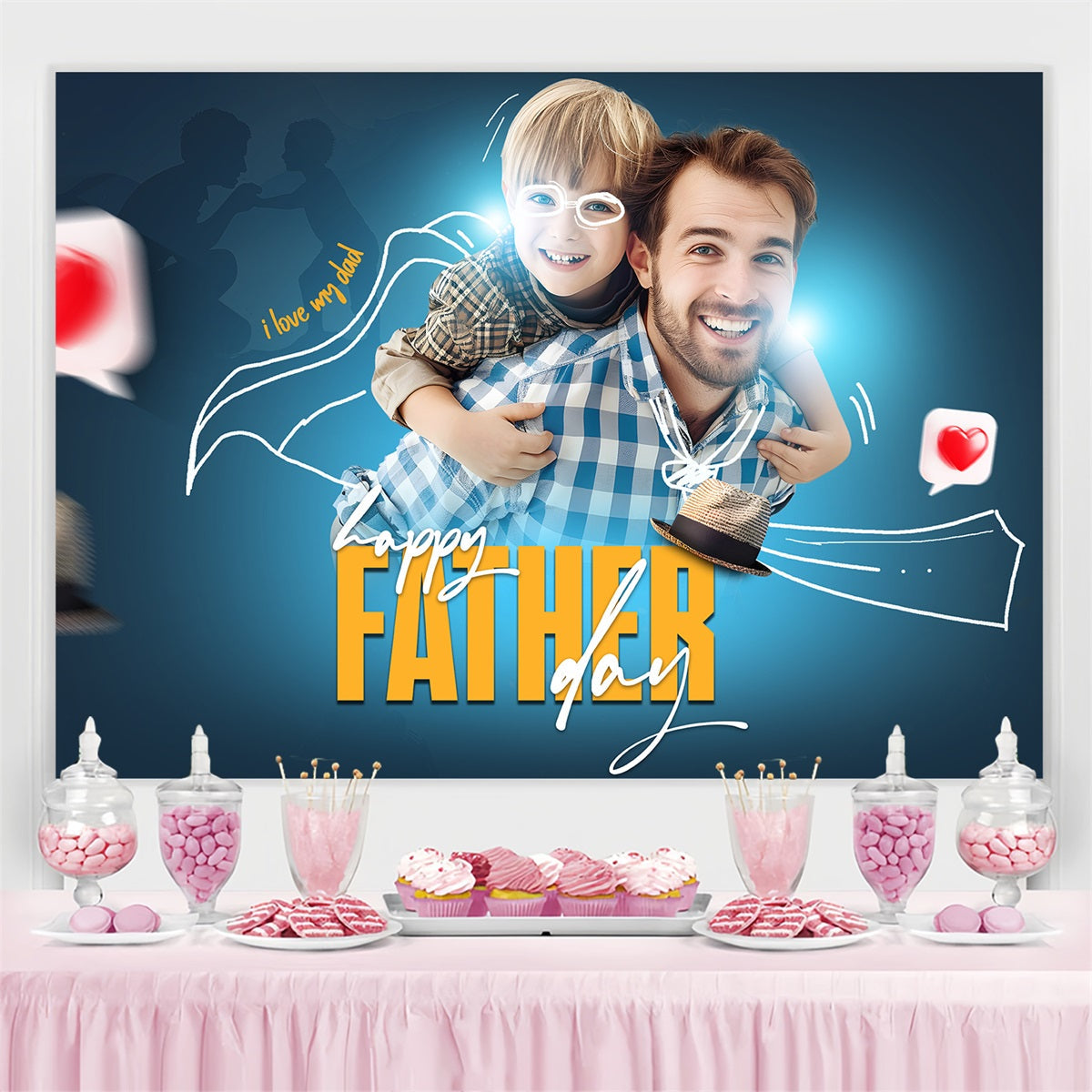 Vatertag Fotokulisse Ideen Rote Herzen Hut Individuelle Kulisse LXX4-65