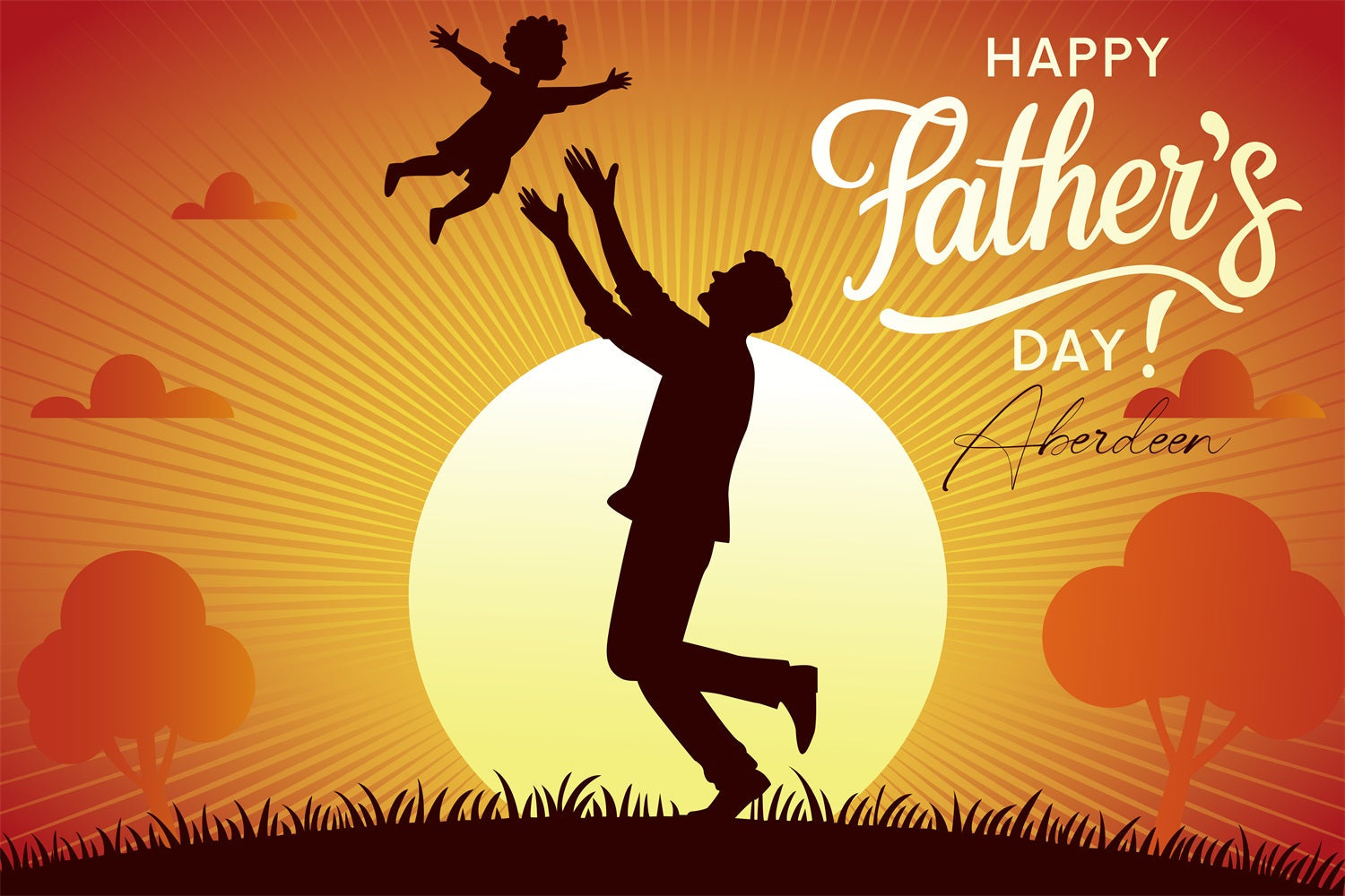 Vatertags-Kulisse Sonnenuntergang Silhouette Personalisierte Kulisse LXX4-73