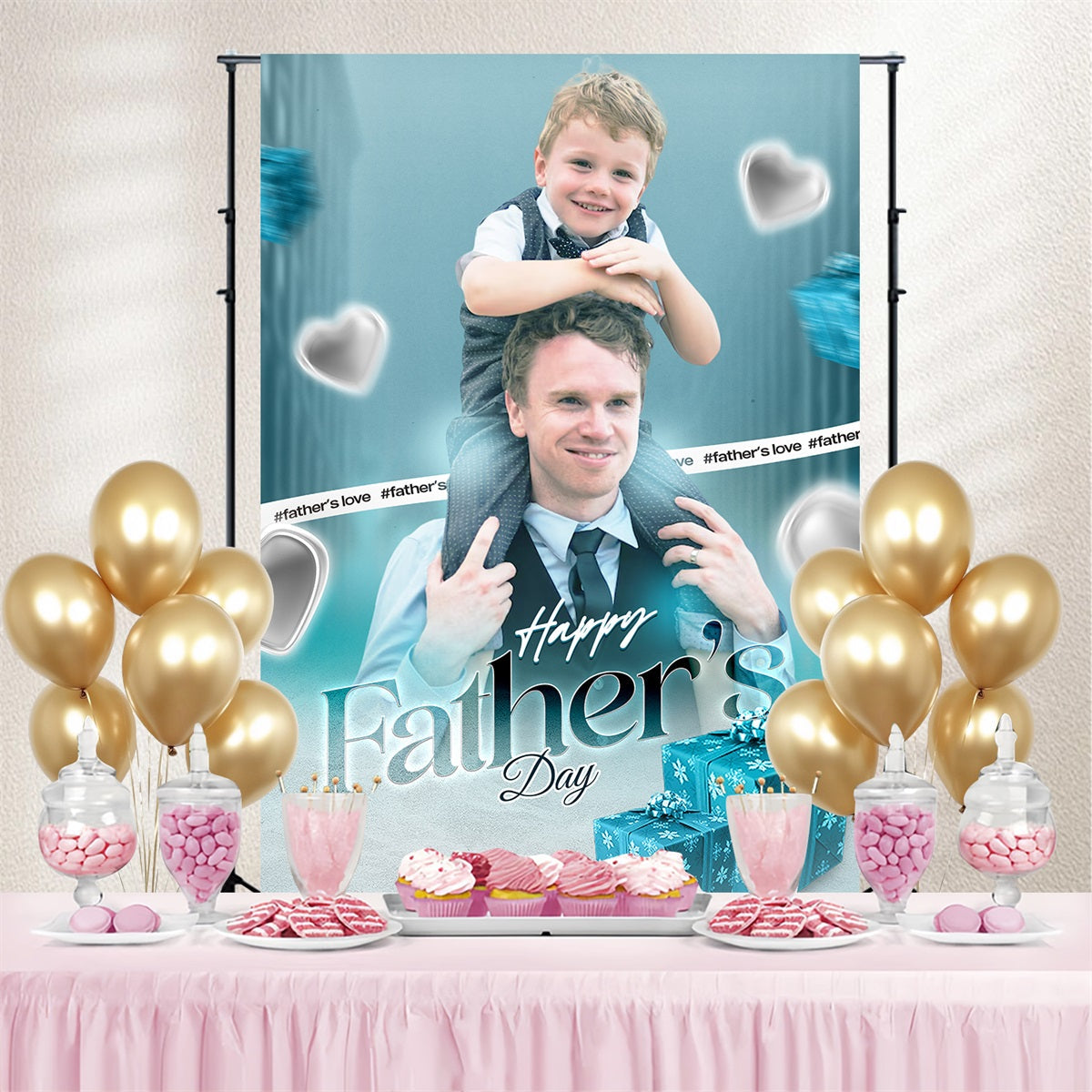 Hintergrundbild Vatertag Silberne Herzen Geschenke Personalisierte Hintergrundbilder LXX4-90