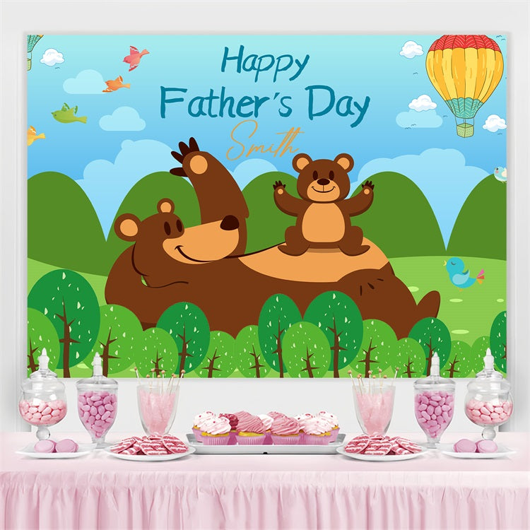 Vatertags-Fotokulisse Ideen Cartoon Bär Wald Personalisierte Kulisse LXX5-1