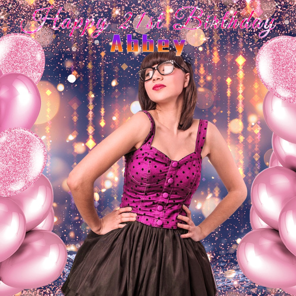 21. Geburtstag Backdrop Glitter Ballons Personalisierte Backdrop LXX5-101