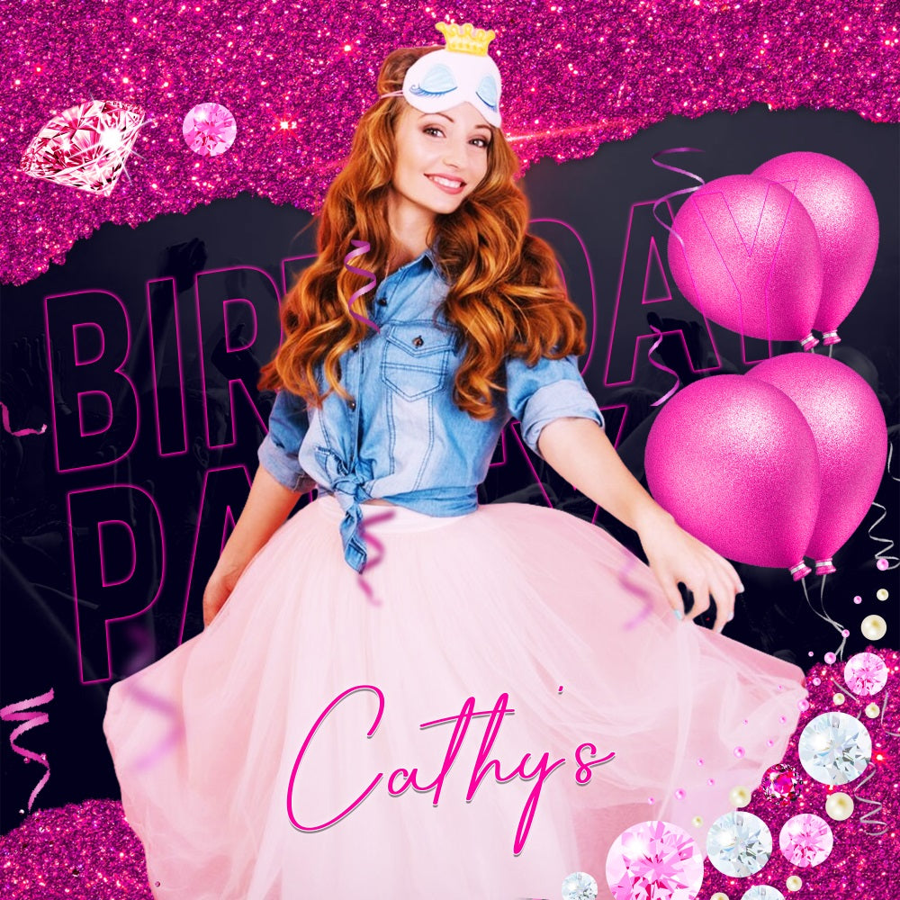 Personalisierte Kulisse für Geburtstag Diamond Ballloon Celebration Backdrop LXX5-106