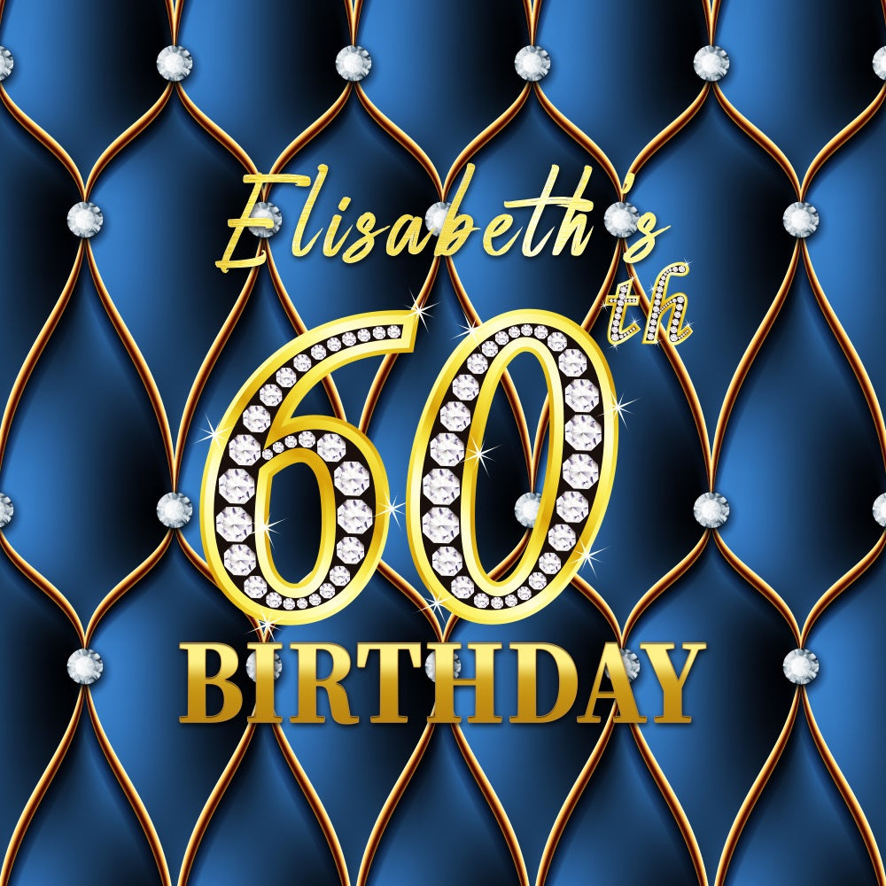 60. Geburtstag Backdrop Diamant Blau Personalisierte Backdrop LXX5-110
