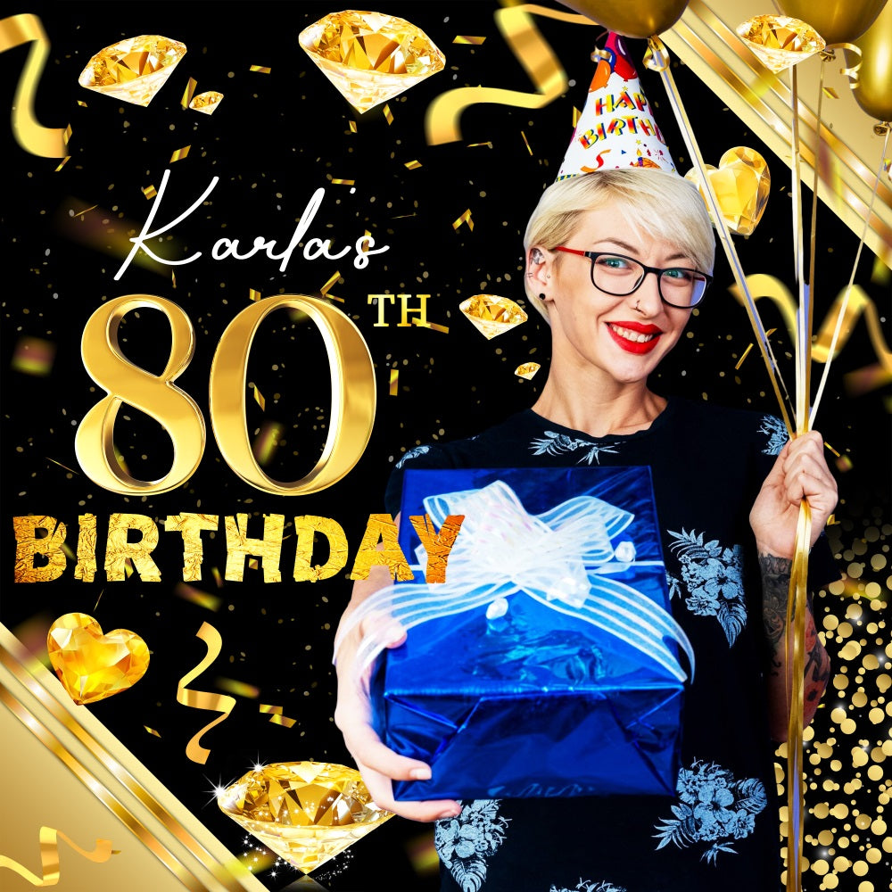 Geburtstag Backdrop 80. Diamond Theme Individuelles Backdrop LXX5-111