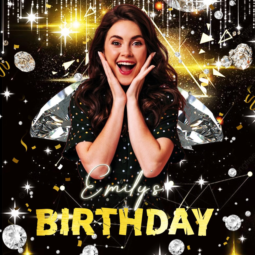 Backdrop Ideen für Geburtstag Dazzling Diamond Party Customized Backdrop LXX5-117