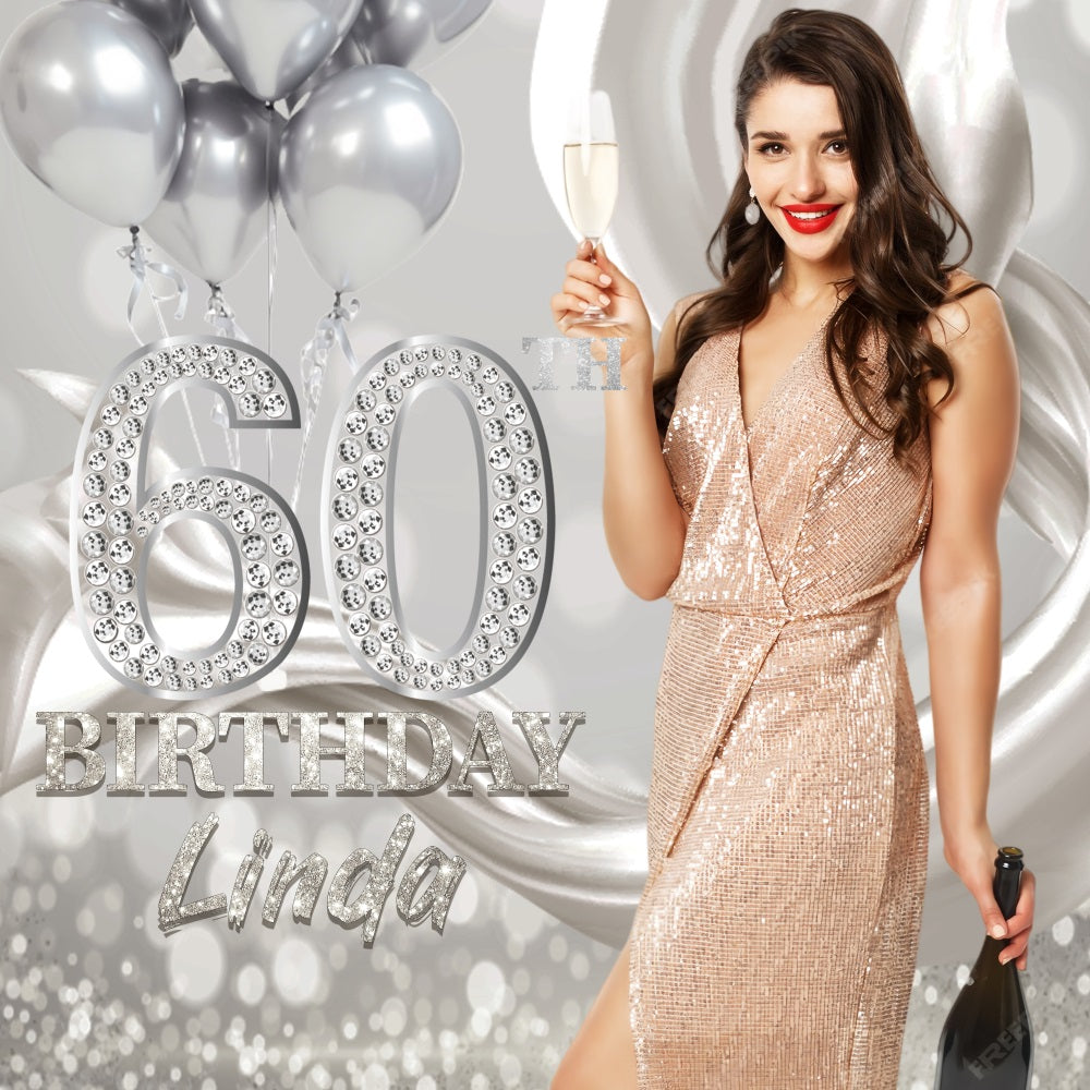 60. Geburtstag Backdrop Ideen Silber Diamant Customized Backdrop LXX5-122