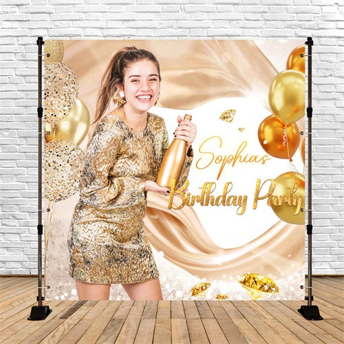 Customized Hintergrund für Geburtstag Gold Diamond Ballon Hintergrund LXX5-123