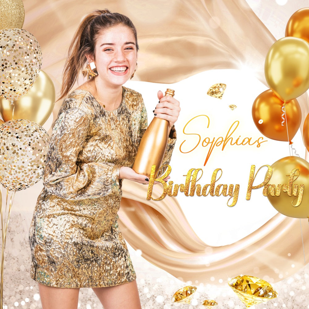 Customized Hintergrund für Geburtstag Gold Diamond Ballon Hintergrund LXX5-123