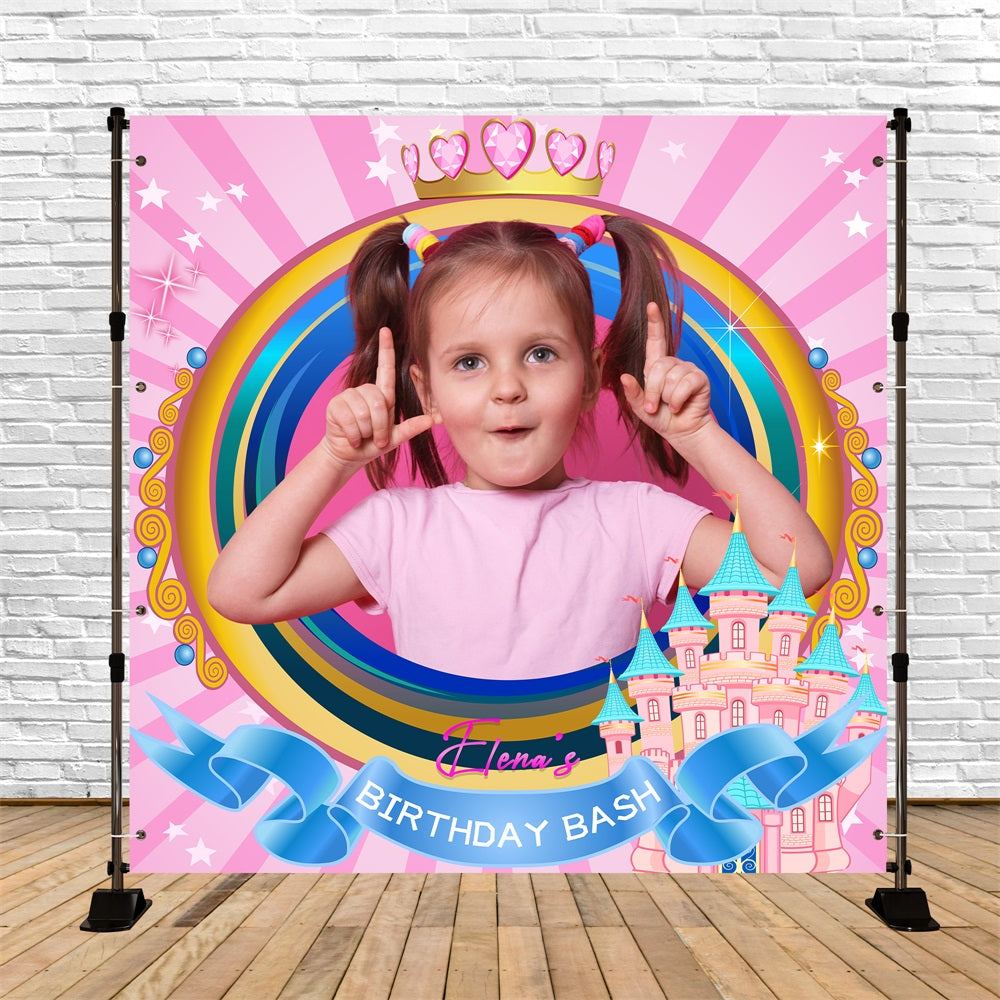 Rosa Geburtstag Backdrop Prinzessin Schloss Custom Backdrop LXX5-124