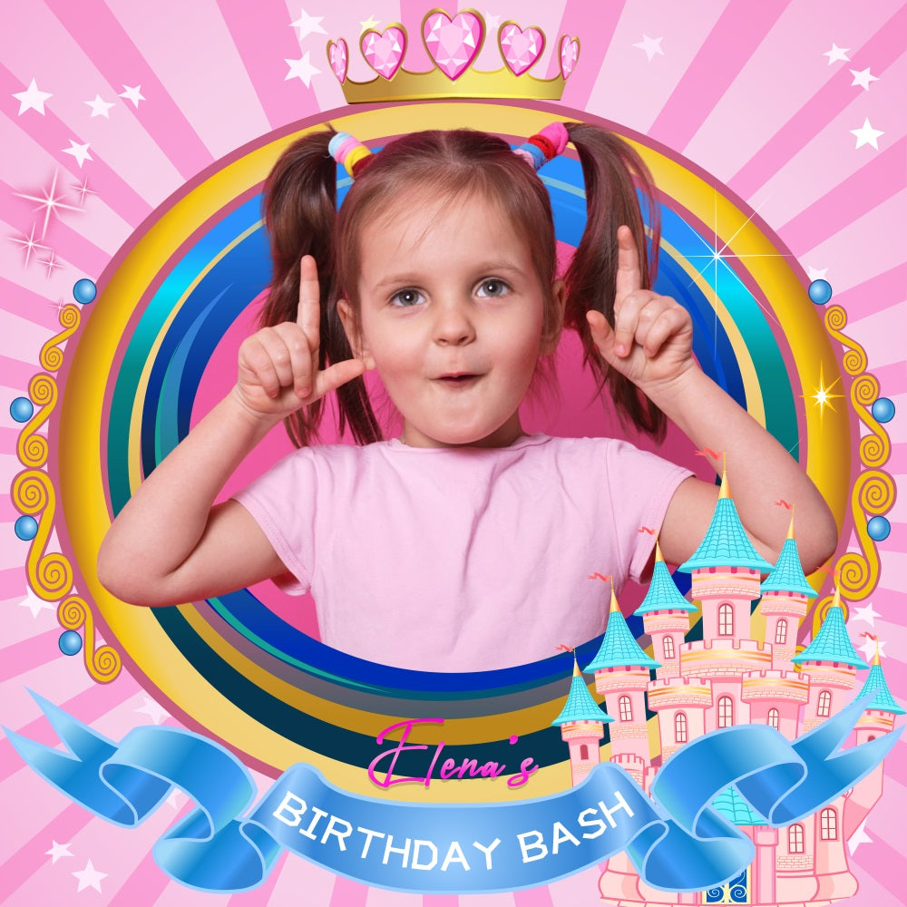 Rosa Geburtstag Backdrop Prinzessin Schloss Custom Backdrop LXX5-124