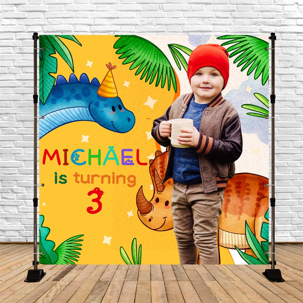 Custom Birthday Backdrop Dino Dschungel 3. Backdrop LXX5-125