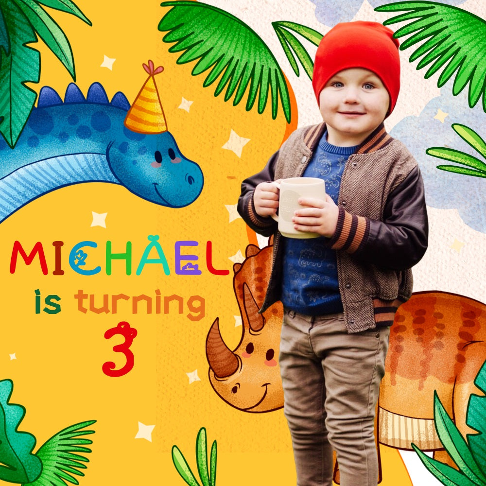 Custom Birthday Backdrop Dino Dschungel 3. Backdrop LXX5-125