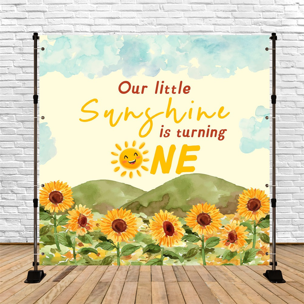 1. Geburtstag Backdrop Sonnige Felder Sonnenblume Personalisierte Backdrop LXX5-129