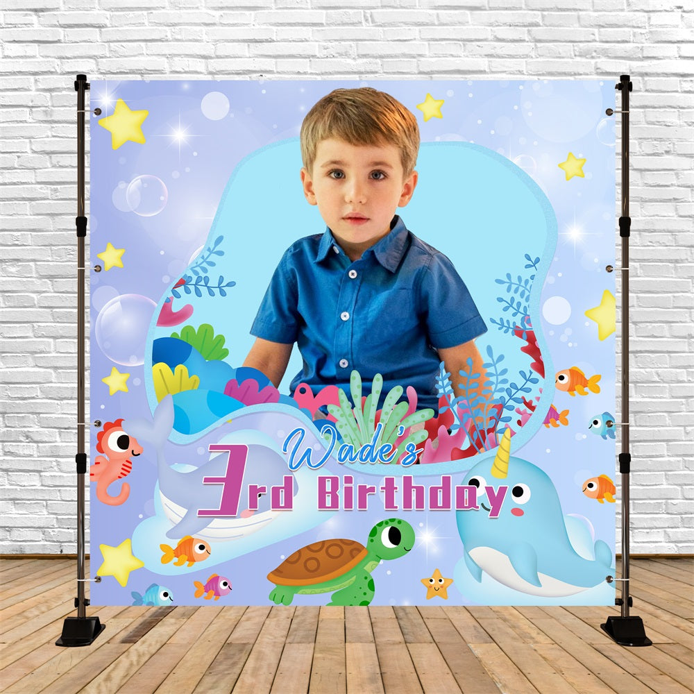 Personalisierte Geburtstagskulisse 3. Unterwasser Abenteuer Kulisse LXX5-132