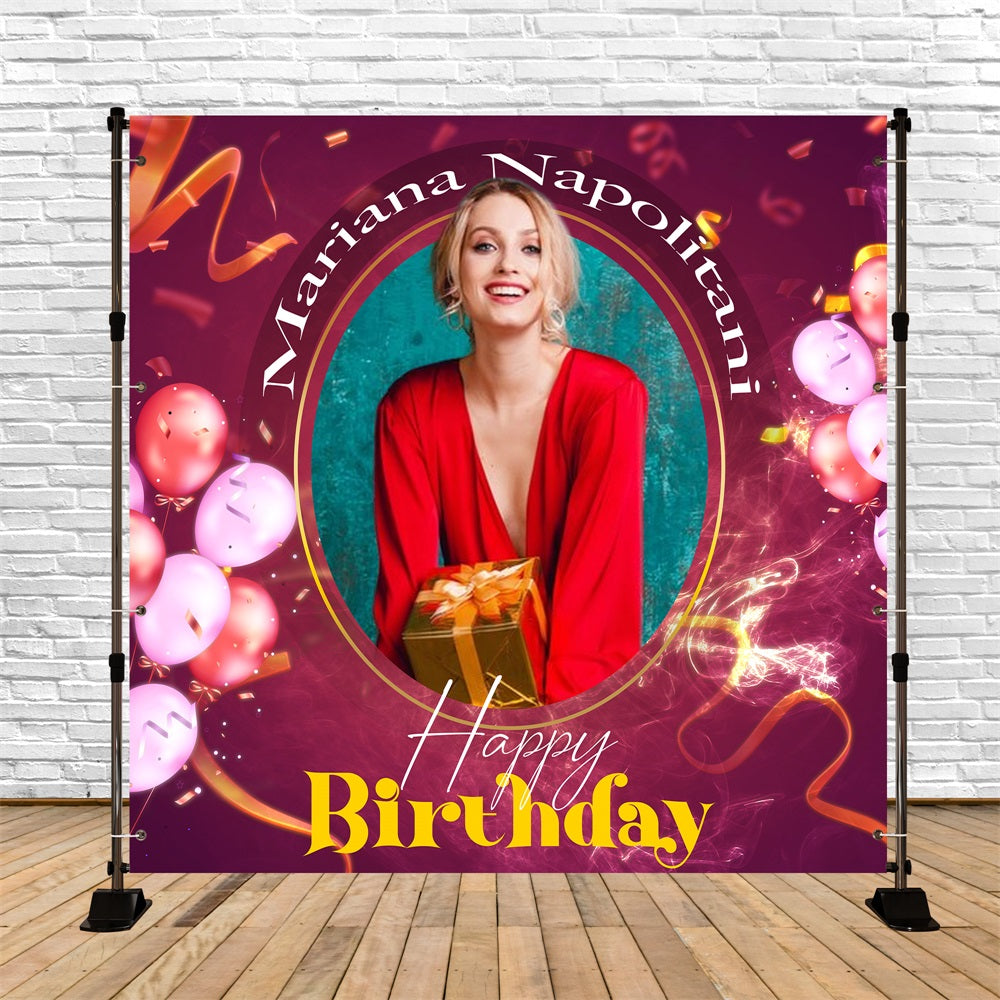 50. Geburtstag Backdrops Rot Glitzernde Ballon Personalisierte Backdrop LXX5-135