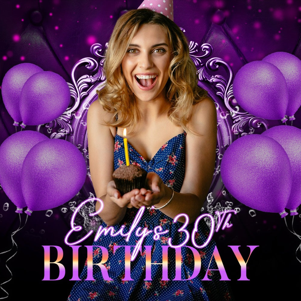 Geburtstag Party Backdrop Lila Popped 30. Personalisierte Backdrop LXX5-138
