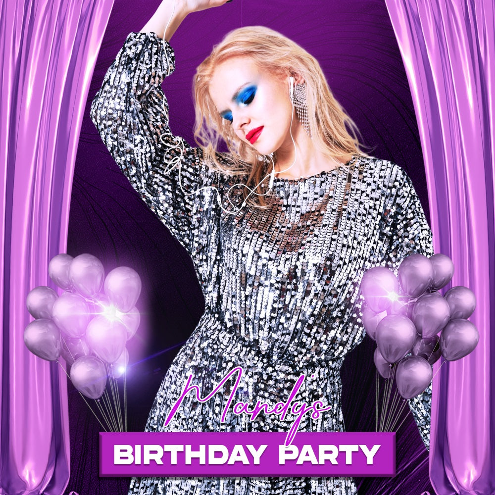Lila Geburtstag Backdrop Vorhang Luftballons Personalisierte Backdrop LXX5-139