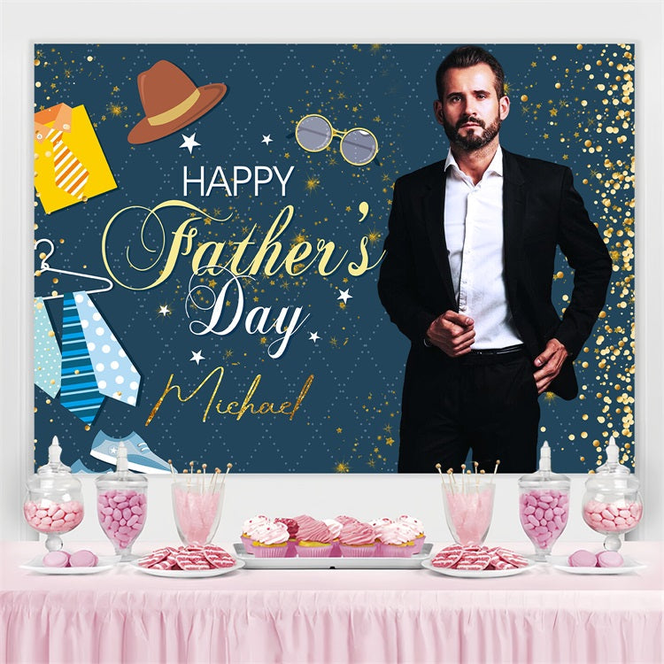 Vatertag Fotokulisse Ideen Gold Sparkle personalisierte Kulisse LXX5-14