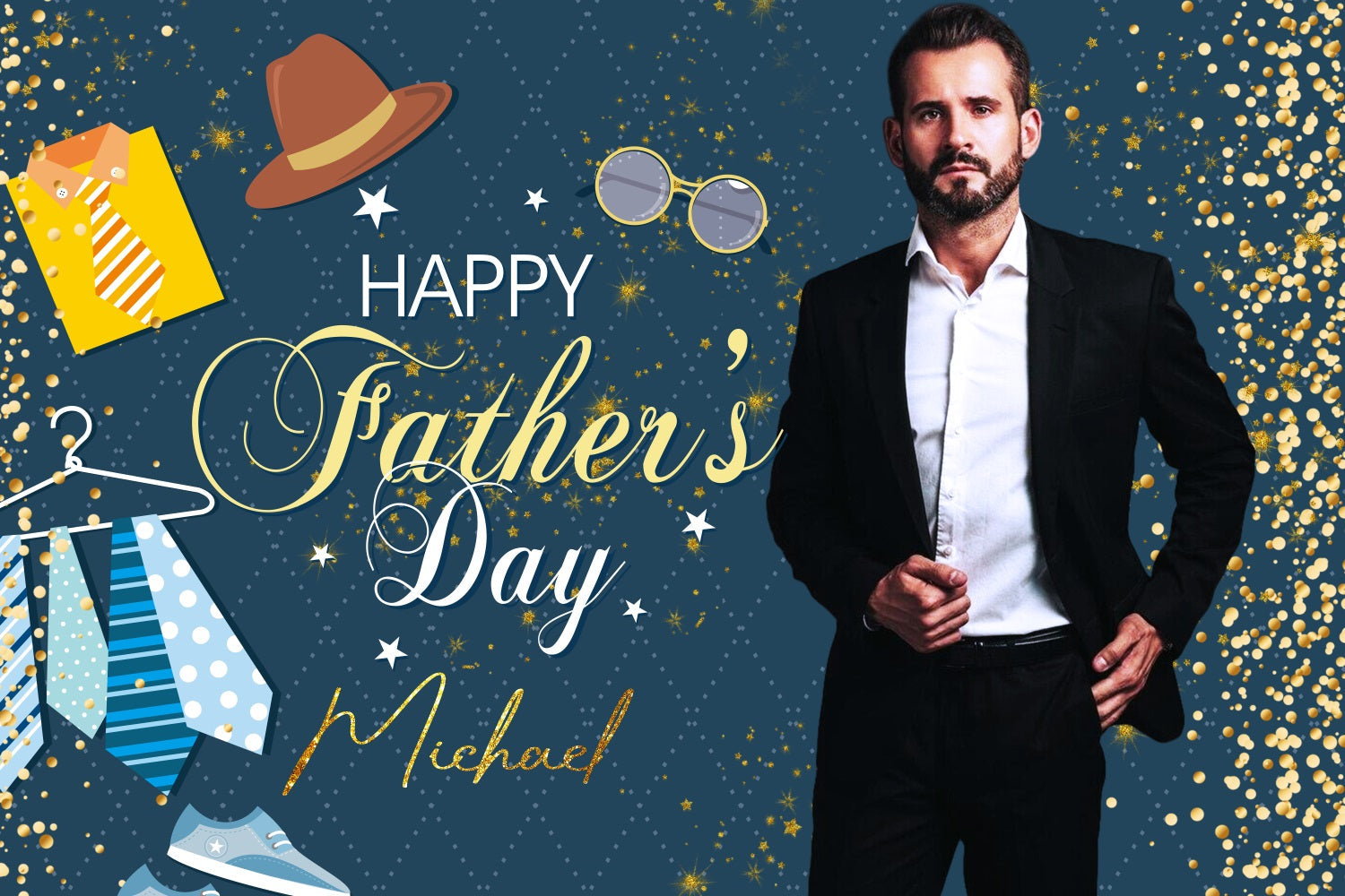 Vatertag Fotokulisse Ideen Gold Sparkle personalisierte Kulisse LXX5-14