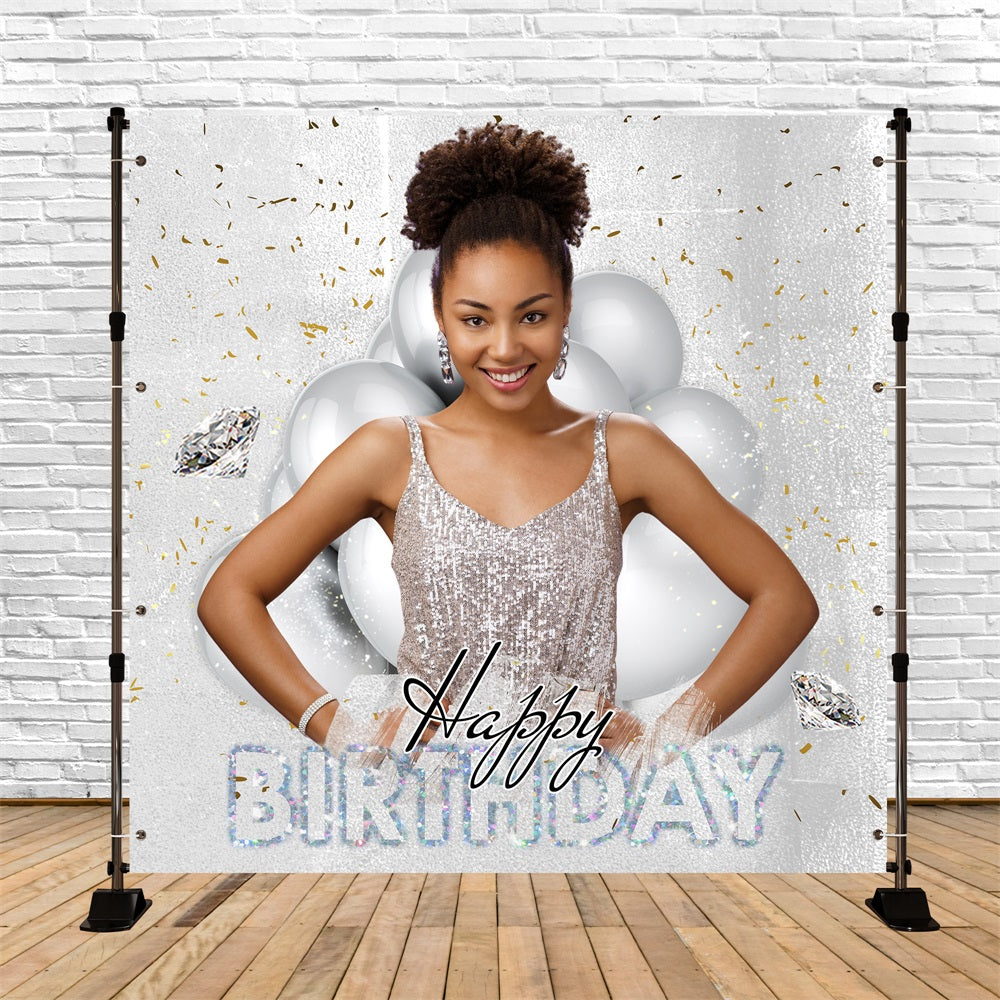 Geburtstag Fotoshooting Backdrop Sparkling Silver Celebration Individuelles Backdrop LXX5-151