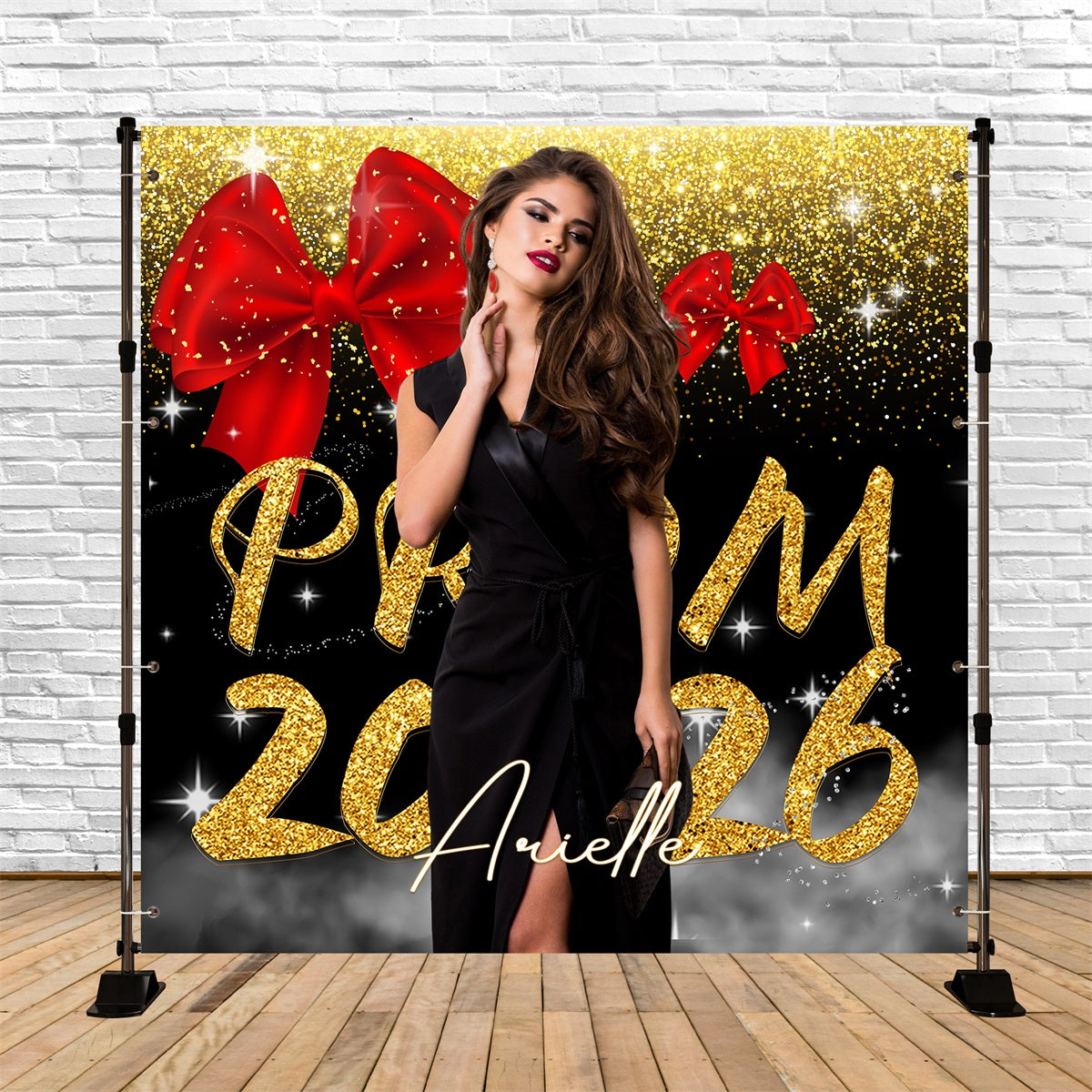 Prom Night Backdrop Rote Schleife Glitter Personalisierte Party Graduation Backdrop LXX5-222