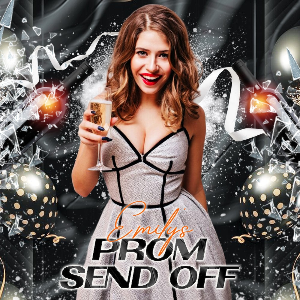 Prom Night Backdrop Champagne Pop Night Personalisierte Party Abschlussfeier Backdrop LXX5-226