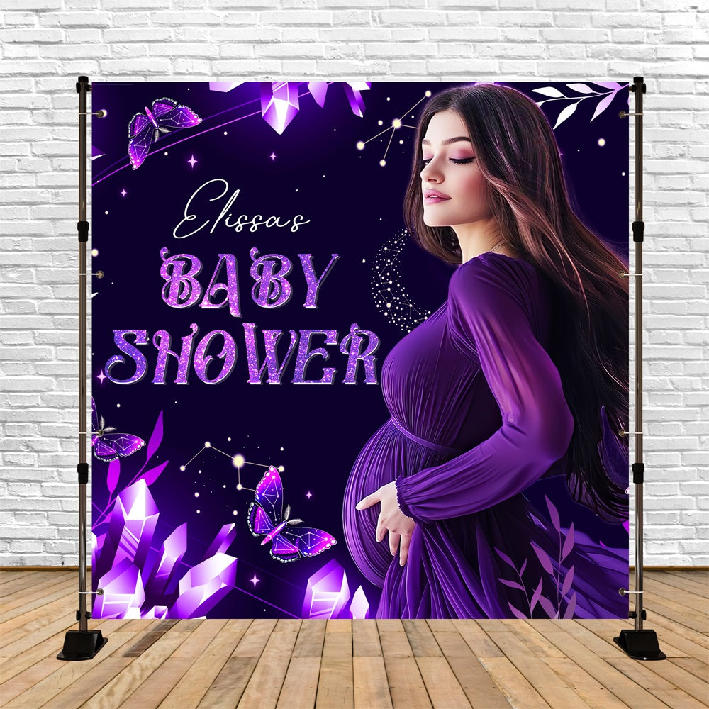 Baby Shower Backdrop Enchanted lila Schmetterling Customized Backdrop LXX5- 236