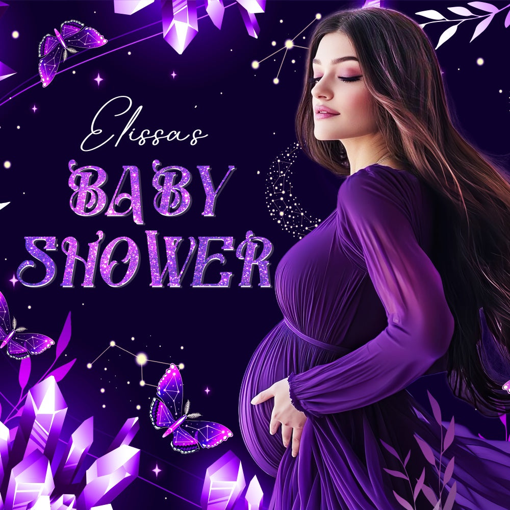 Baby Shower Backdrop Enchanted lila Schmetterling Customized Backdrop LXX5- 236