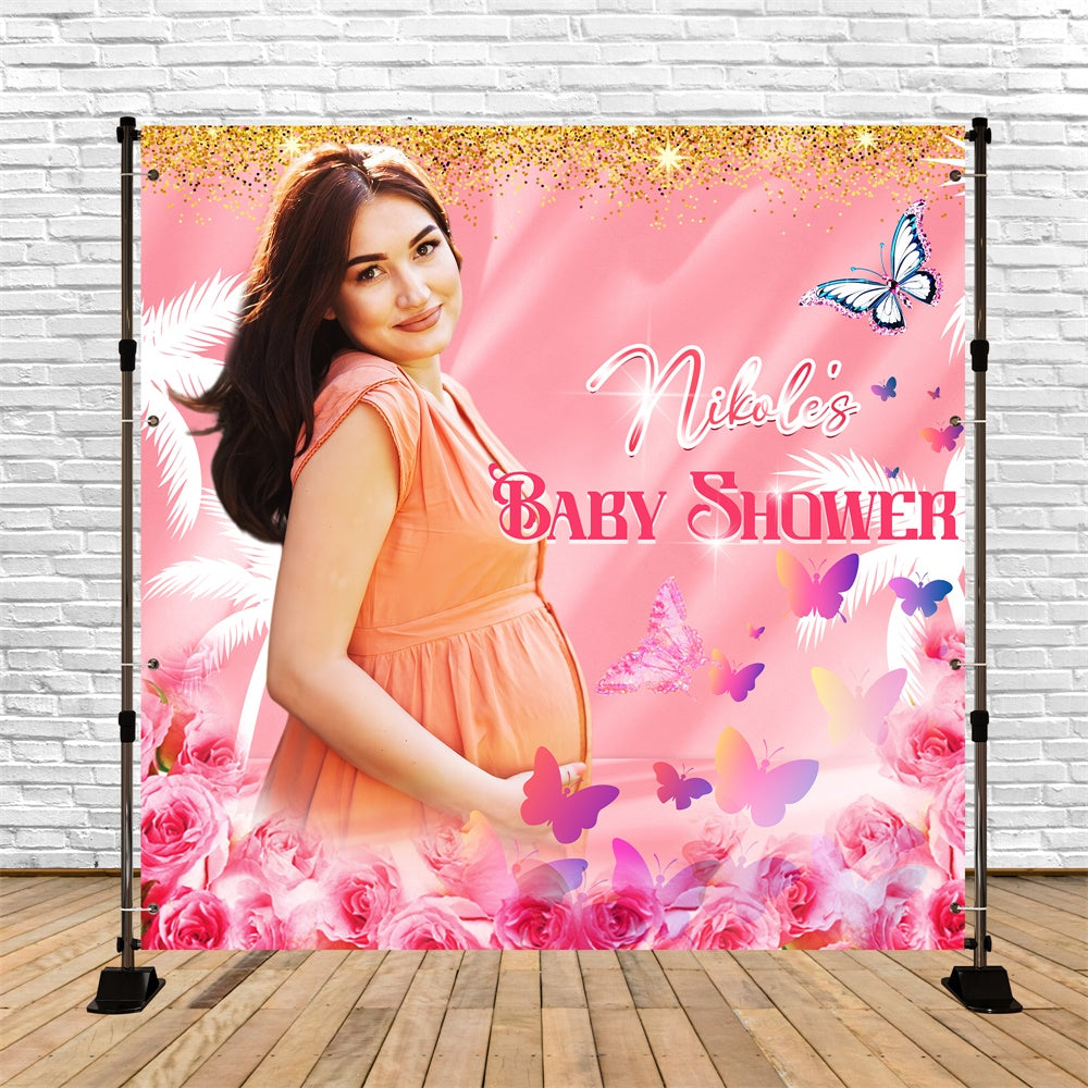 Hintergrund für Baby-Dusche Rose Garten Schmetterling benutzerdefinierte Backdrop LXX5-245