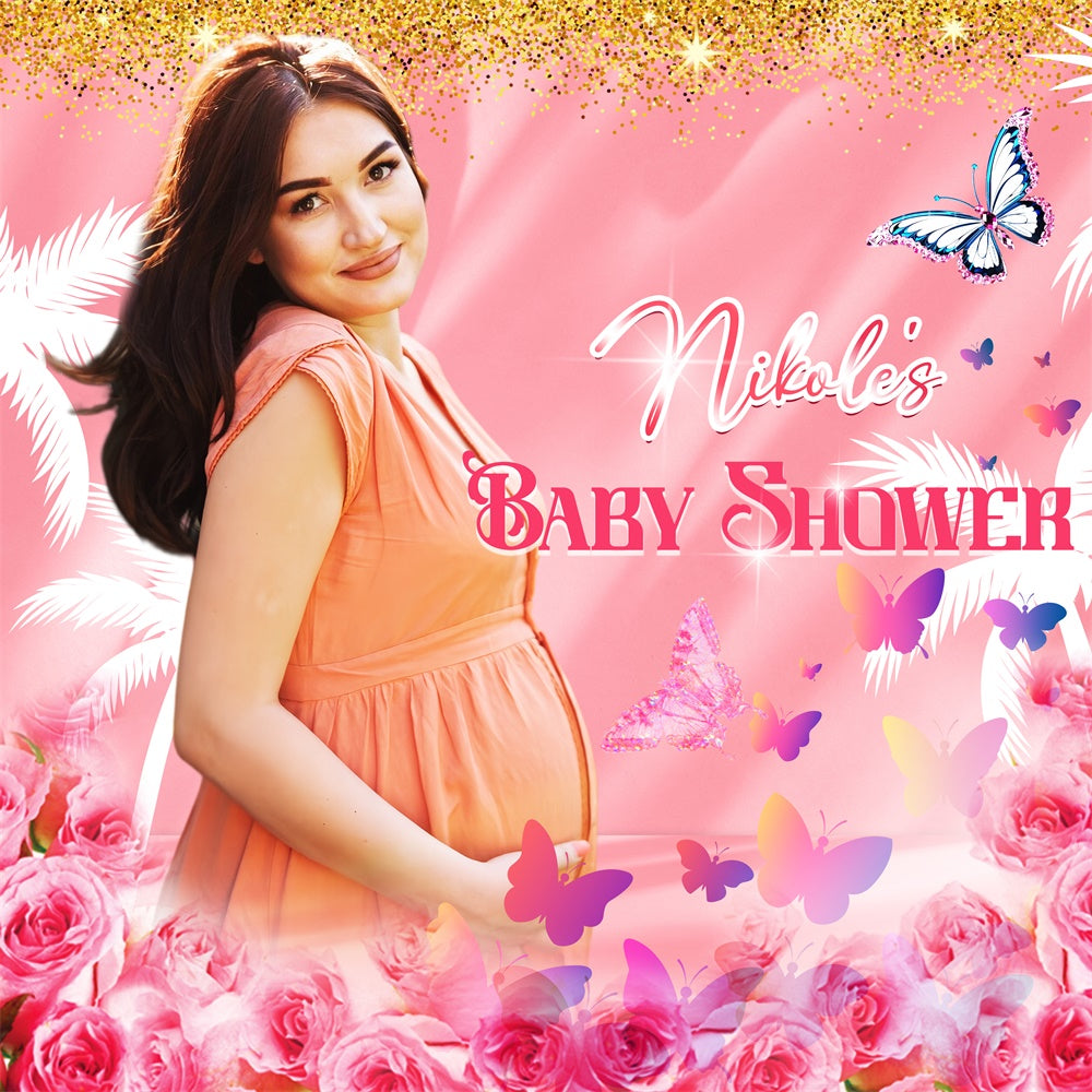 Hintergrund für Baby-Dusche Rose Garten Schmetterling benutzerdefinierte Backdrop LXX5-245