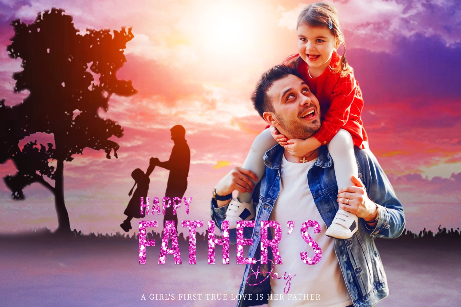 Vatertags-Hintergrund Sonnenuntergang Silhouette Himmel Individuelles Hintergrundbild LXX5-33