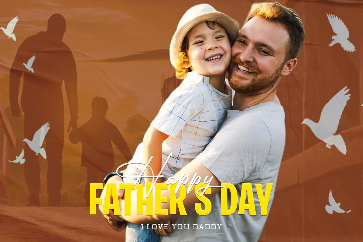 Vatertag Fotokulisse Fliegende Tauben Silhouette Individueller Hintergrund LXX5-34