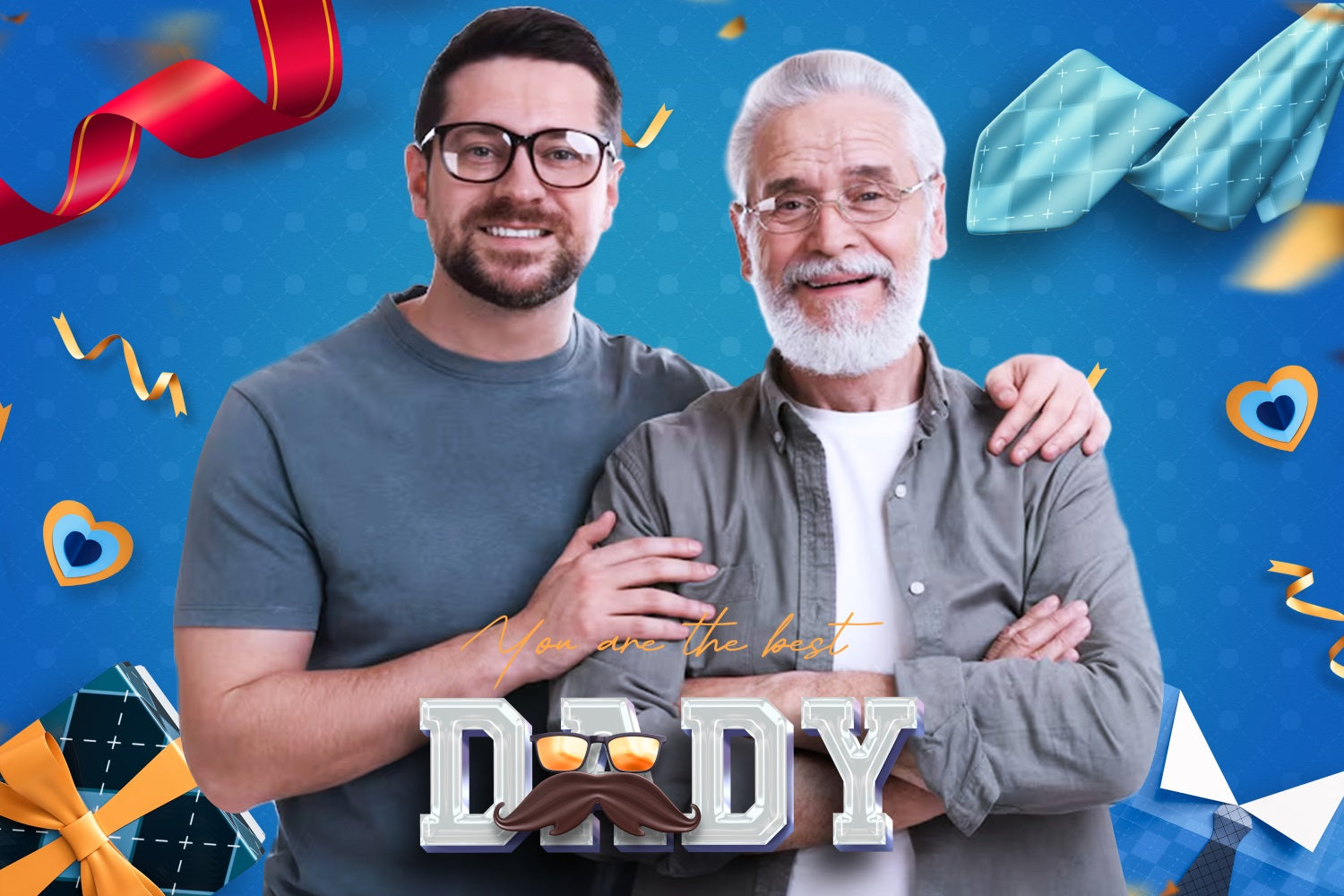 Vatertag Fotokulisse Blaues Herz Liebe Personalisierte Kulisse LXX5-36