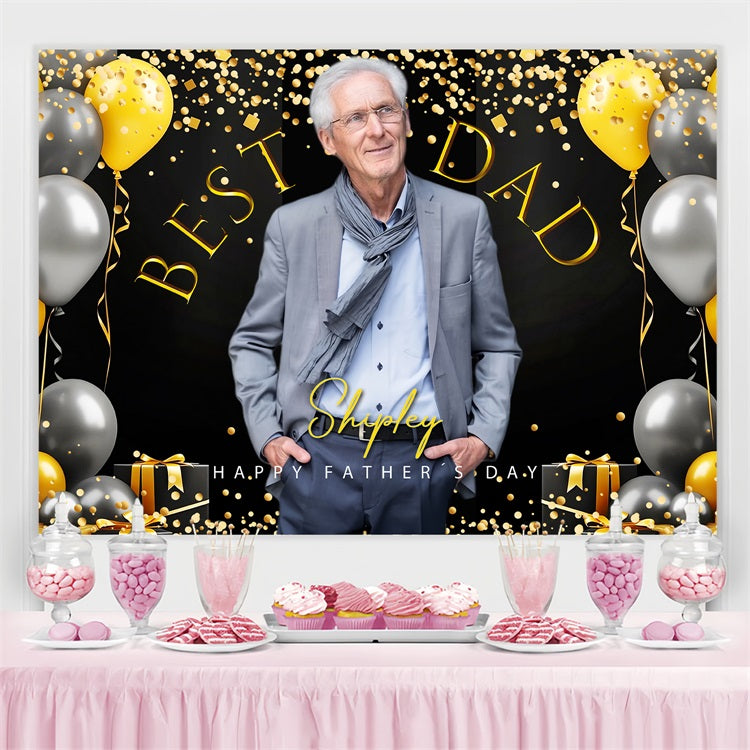 Vatertags-Fotokulissen Goldene Luftballons Konfetti Personalisierte Kulisse LXX5-38