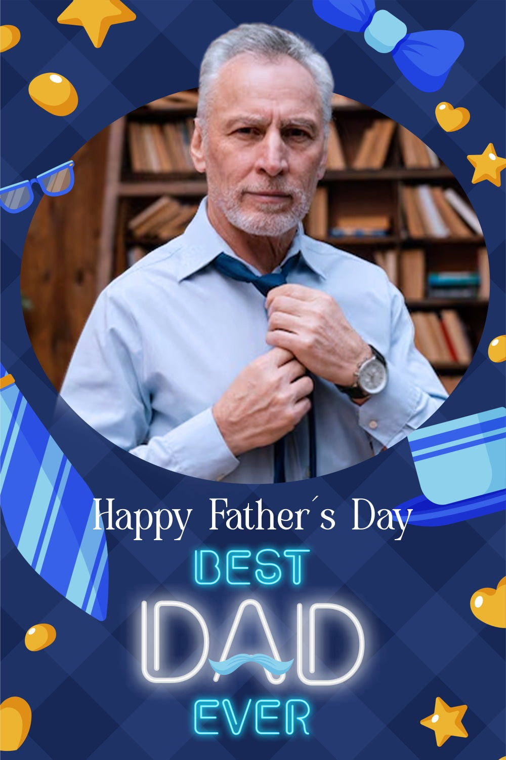 Vatertags-Fotokulisse Blaue Krawatte Sterne Personalisierte Kulisse LXX5-40