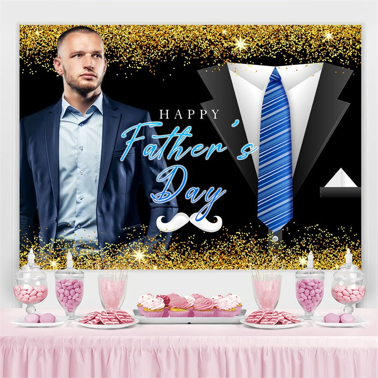 Vatertags-Fotokulisse Goldglitzernde Krawatte Personalisierte Kulisse LXX5-6