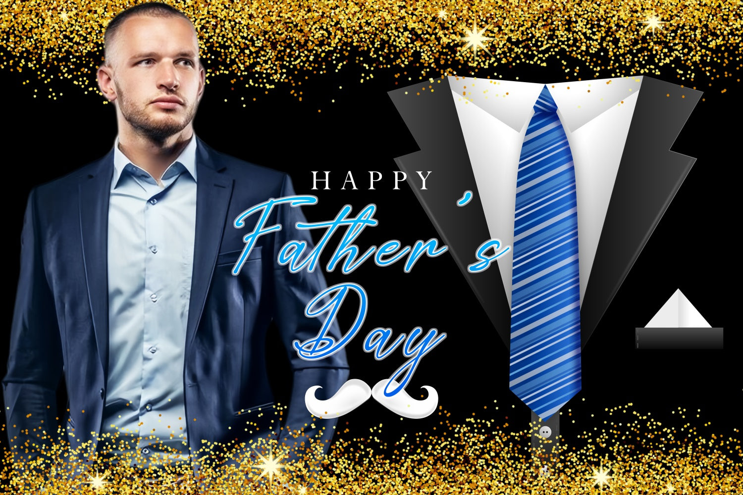 Vatertags-Fotokulisse Goldglitzernde Krawatte Personalisierte Kulisse LXX5-6